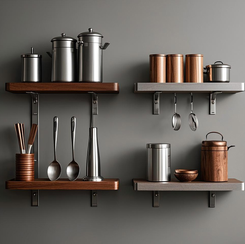 Iron+Wood vs. Aluminum+Walnut Wood: A Battle of Temperaments Between Two Types of Kitchen Shelves