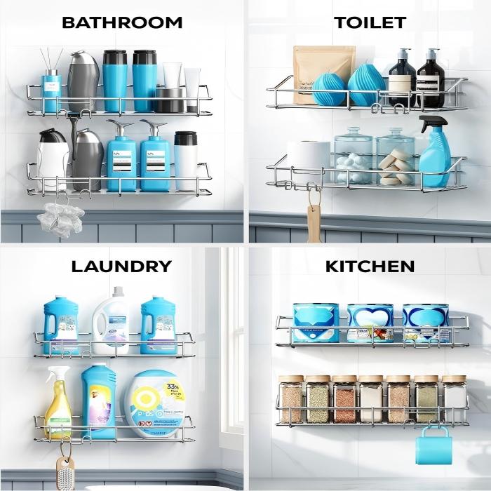 The Combination of Wire Rack and Adhesive Tape without Trace: A New Perfect Pair for Home Storage, Easily Creating a Tidy Space