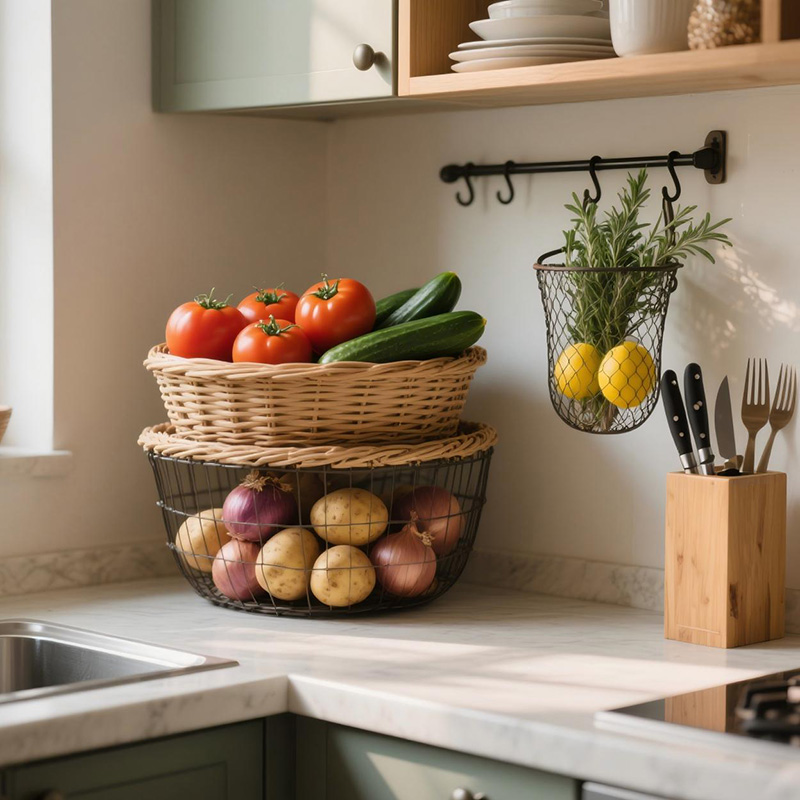 Storage Art: A Perfect Symphony of Beauty and Functionality, Achieved through Combination of Two Baskets