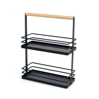 Metal And Wood Two Tier Spice Rack