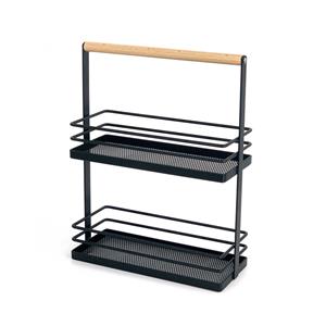 Metal And Wood Two Tier Spice Rack