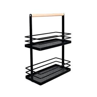 Metal And Wood Two Tier Spice Rack