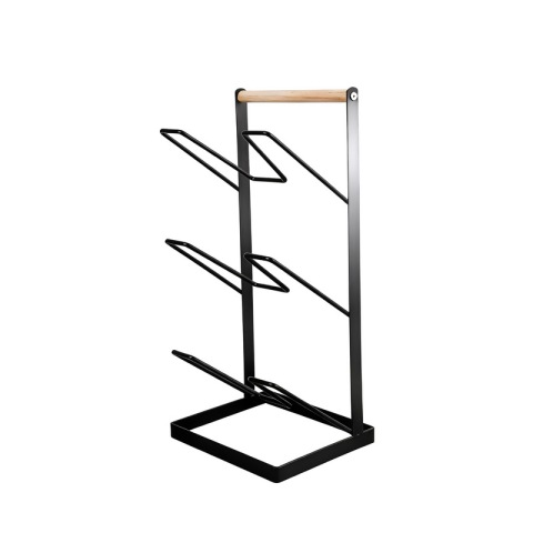 Pult fém serpenyőfedő-szervező fa fogantyúval