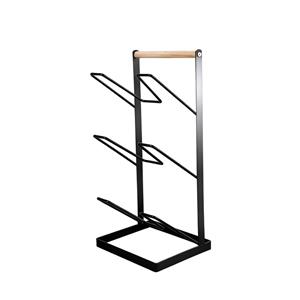 Pengatur Tutup Panci Logam Meja dengan Gagang Kayu