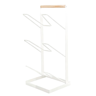 Pengatur Tutup Panci Logam Meja dengan Gagang Kayu