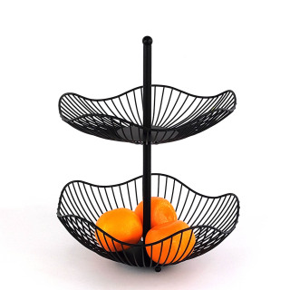 2-stöckiger Obst- und Gemüsekorb aus Metall – Praktische Obstkörbe aus Metall für frisches Obst und Gemüse