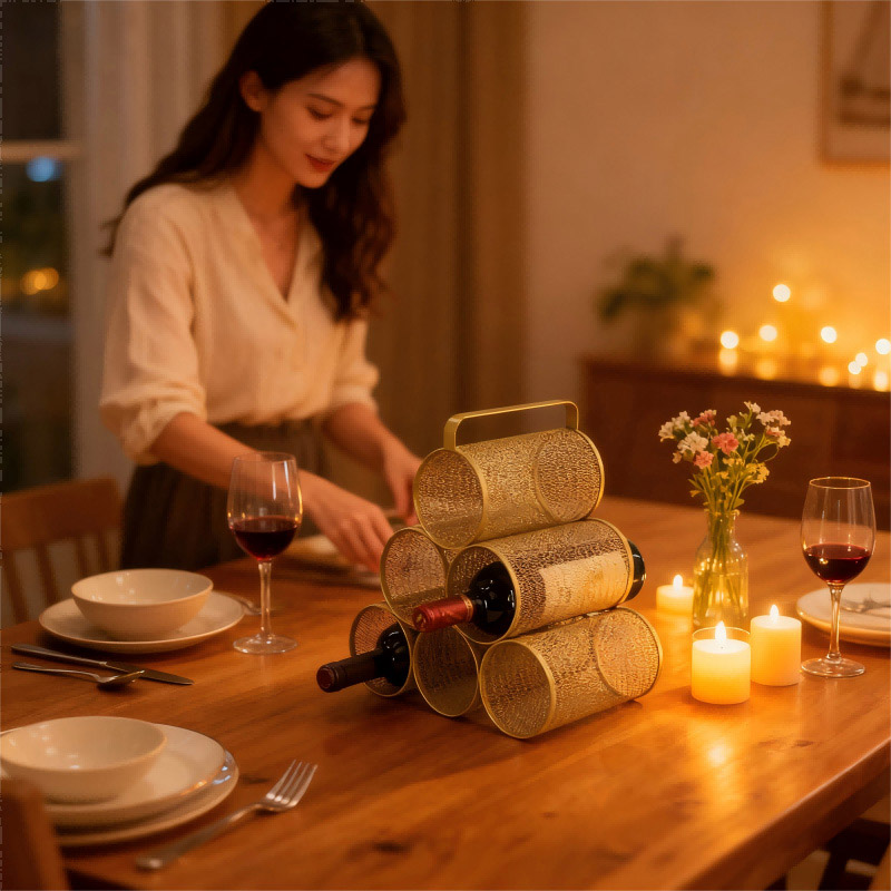 Want a Stylish and Practical Wine Rack? Try This Gold Metal Wine Rack