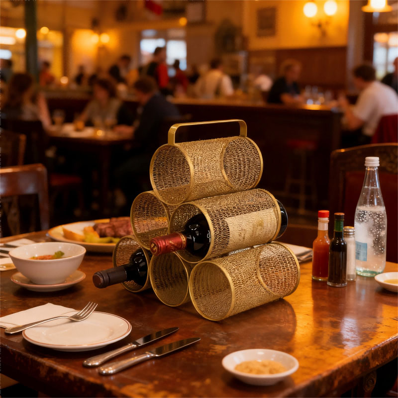 Want a Stylish and Practical Wine Rack? Try This Gold Metal Wine Rack