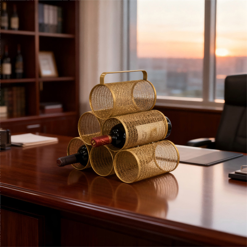 Want a Stylish and Practical Wine Rack? Try This Gold Metal Wine Rack