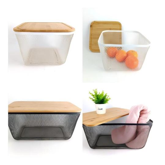 Need Stylish Mesh Storage Baskets? Try Our Iron Basket Storage with Bamboo Lids!