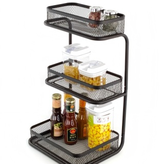 Elegant Three-tier Mesh Storage Rack