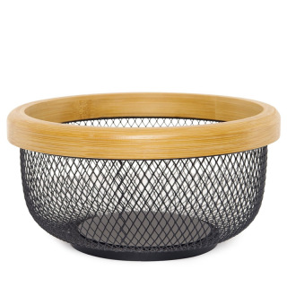 Natural Charm Metal Fruit Basket with bamboo rim