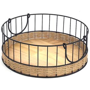 Cesta de almacenamiento rústica de hierro y madera TextureMeld