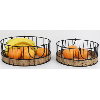 Cesta de almacenamiento rústica de hierro y madera TextureMeld