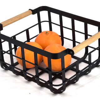 CESTA DE ALMACENAMIENTO DE METAL CON MANGO DE MADERA PLANCHA DE MANO ...