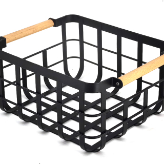 CESTA DE ALMACENAMIENTO DE METAL CON MANGO DE MADERA PLANCHA DE MANO ...