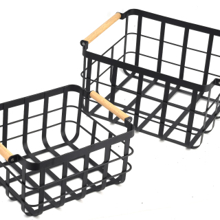 CESTA DE ALMACENAMIENTO DE METAL CON MANGO DE MADERA PLANCHA DE MANO ...