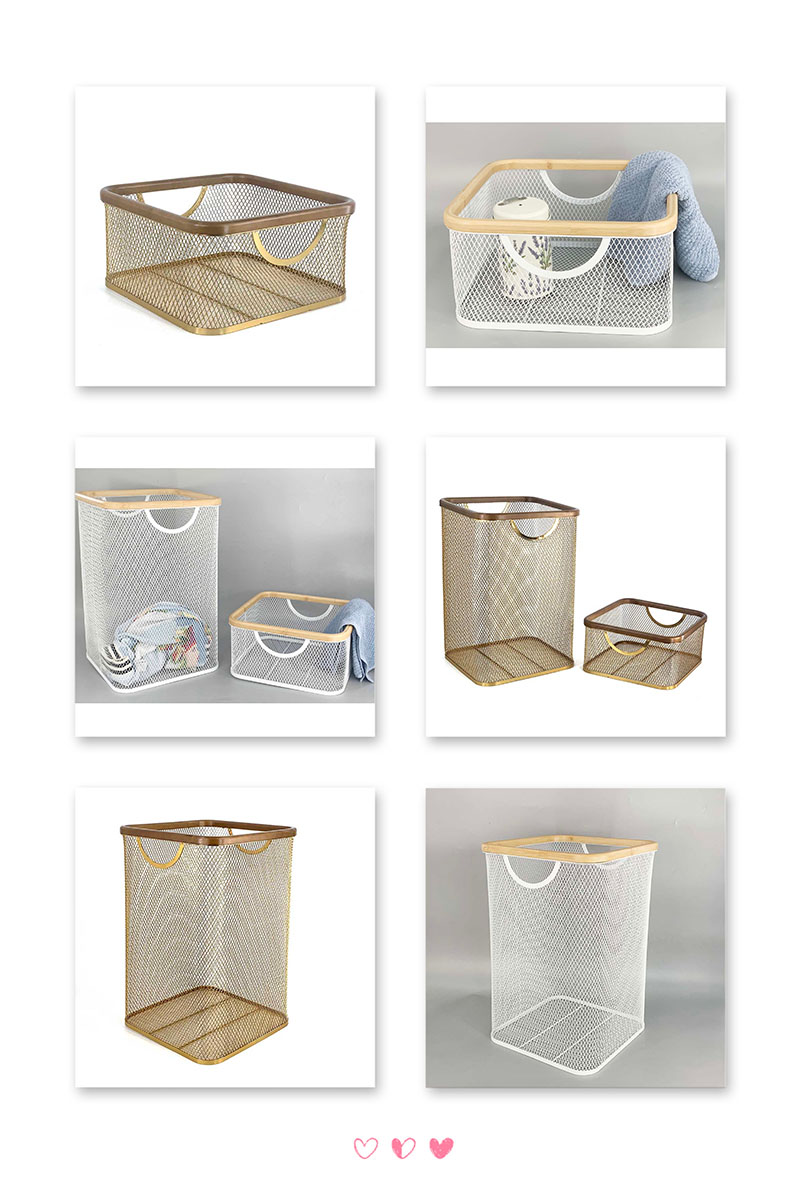 Gold Metal Laundry Storage Basket