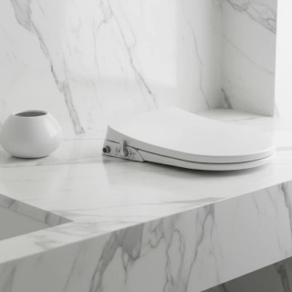 Tapa de inodoro de plástico con forma de D, sin electricidad, con bidé