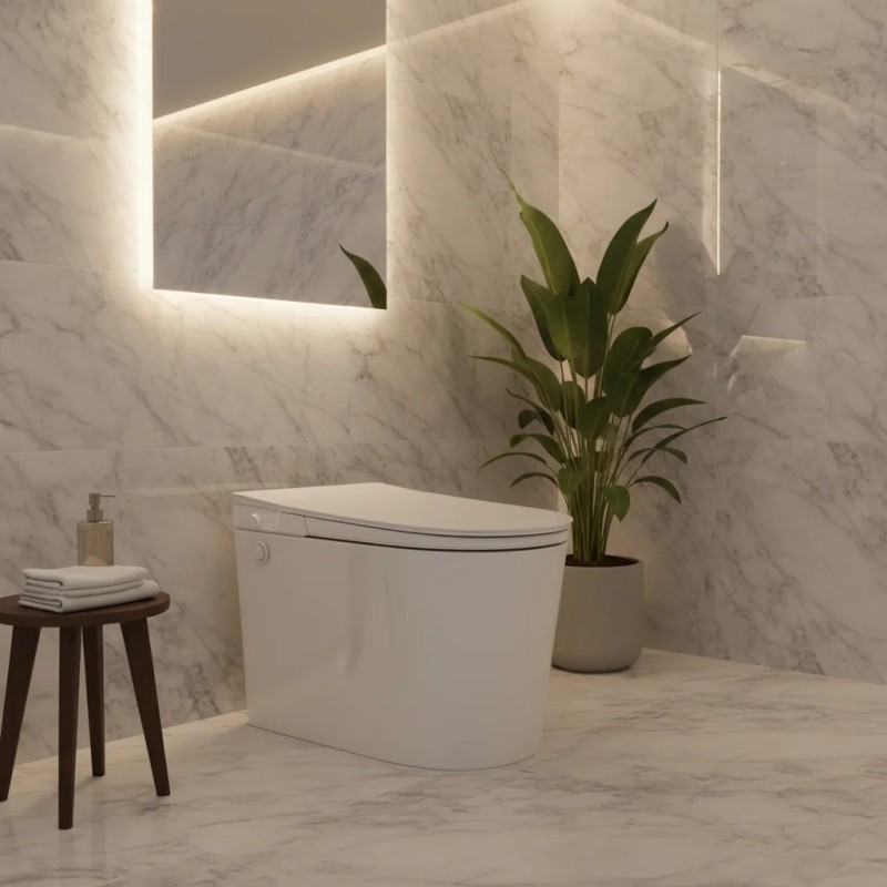 Dual Seat Sensor E Foam Ambient Light One-Piece Smart Toilet