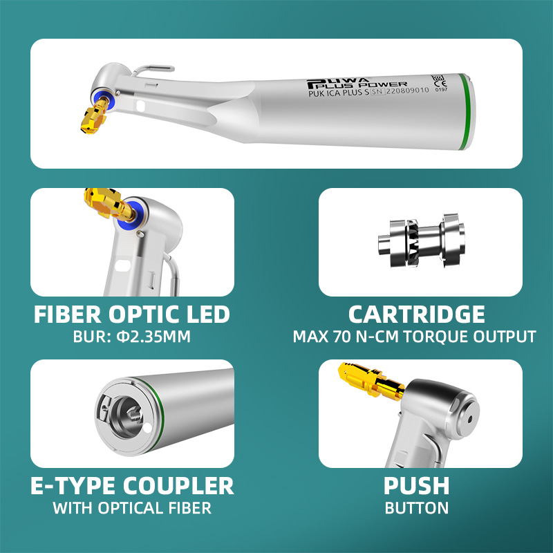 20:1 Implant Contra-angle Push Button With Fiber Optic Handpiece