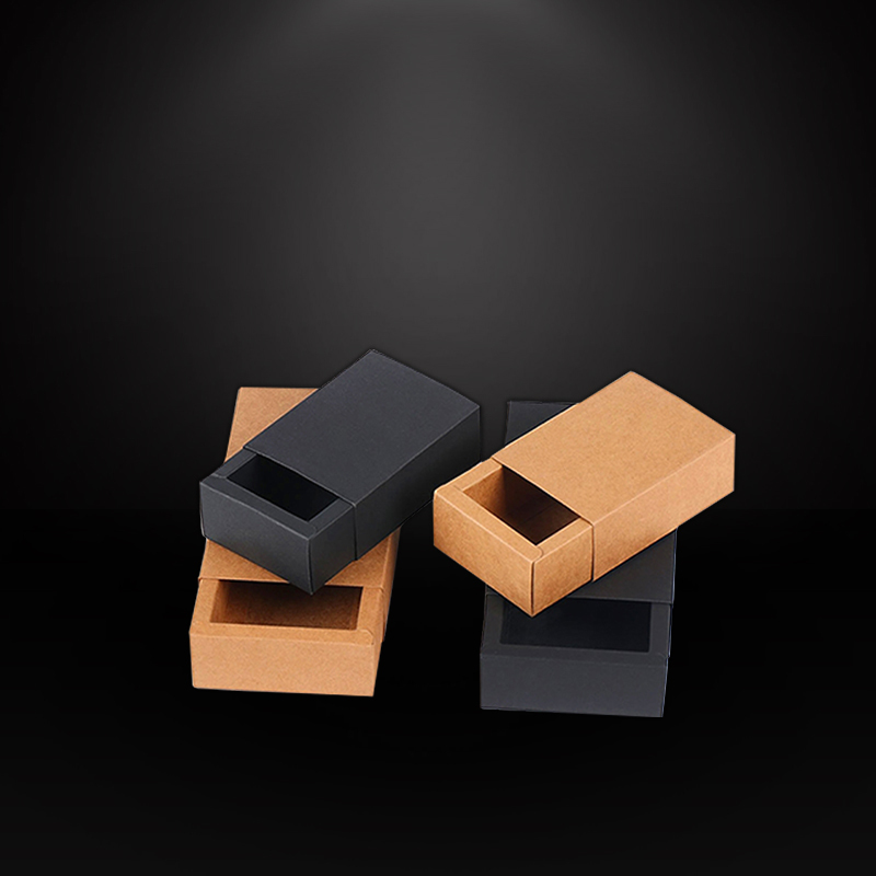 Customized Kraft paper drawer gift box with foil logo environmental