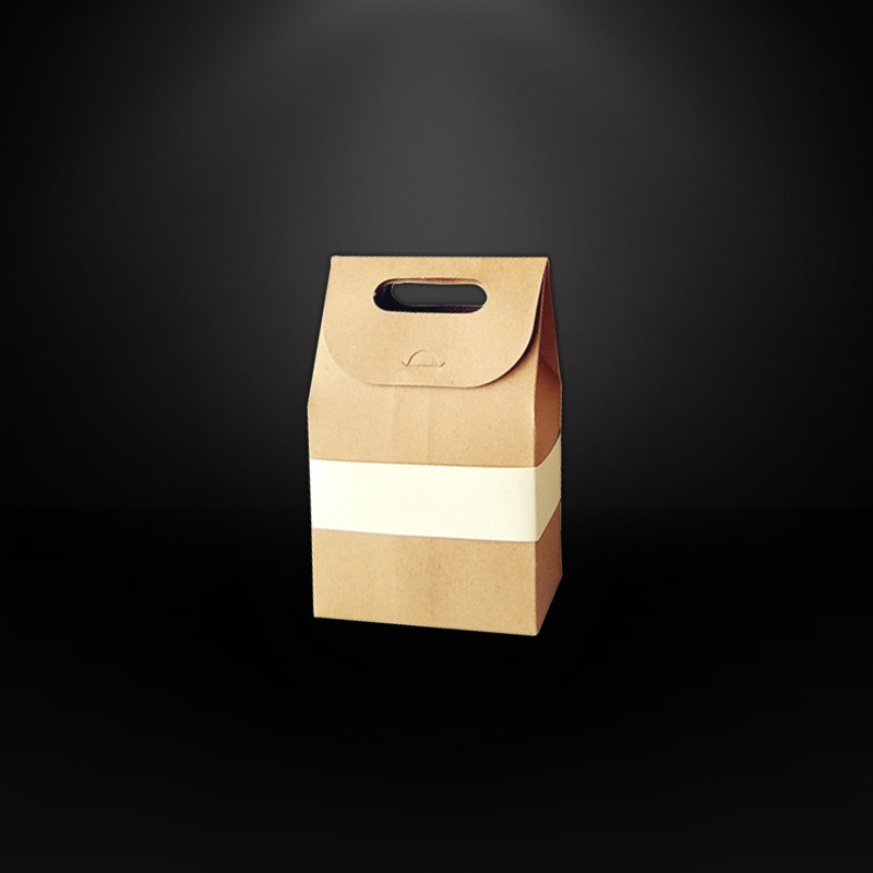 portale Kraft brown paper box with handle for food