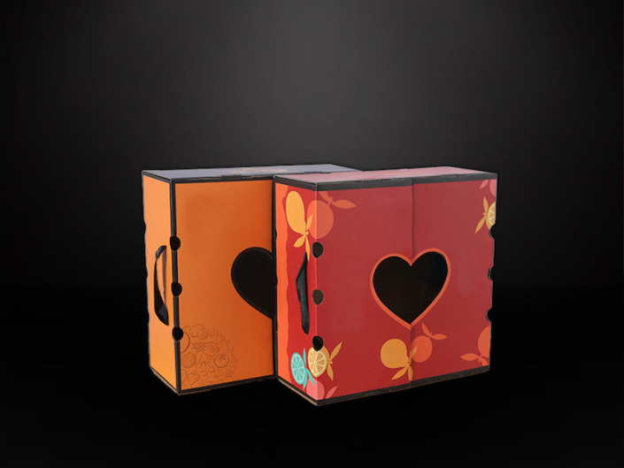 Discover the charm of open-top corrugated gift boxes with handles and ribbons