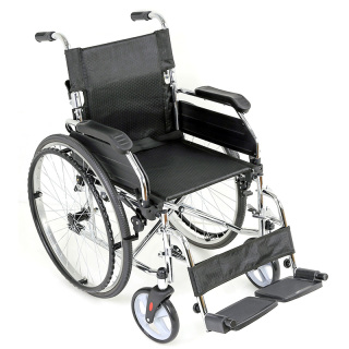 Silla de ruedas manual funcional de acero