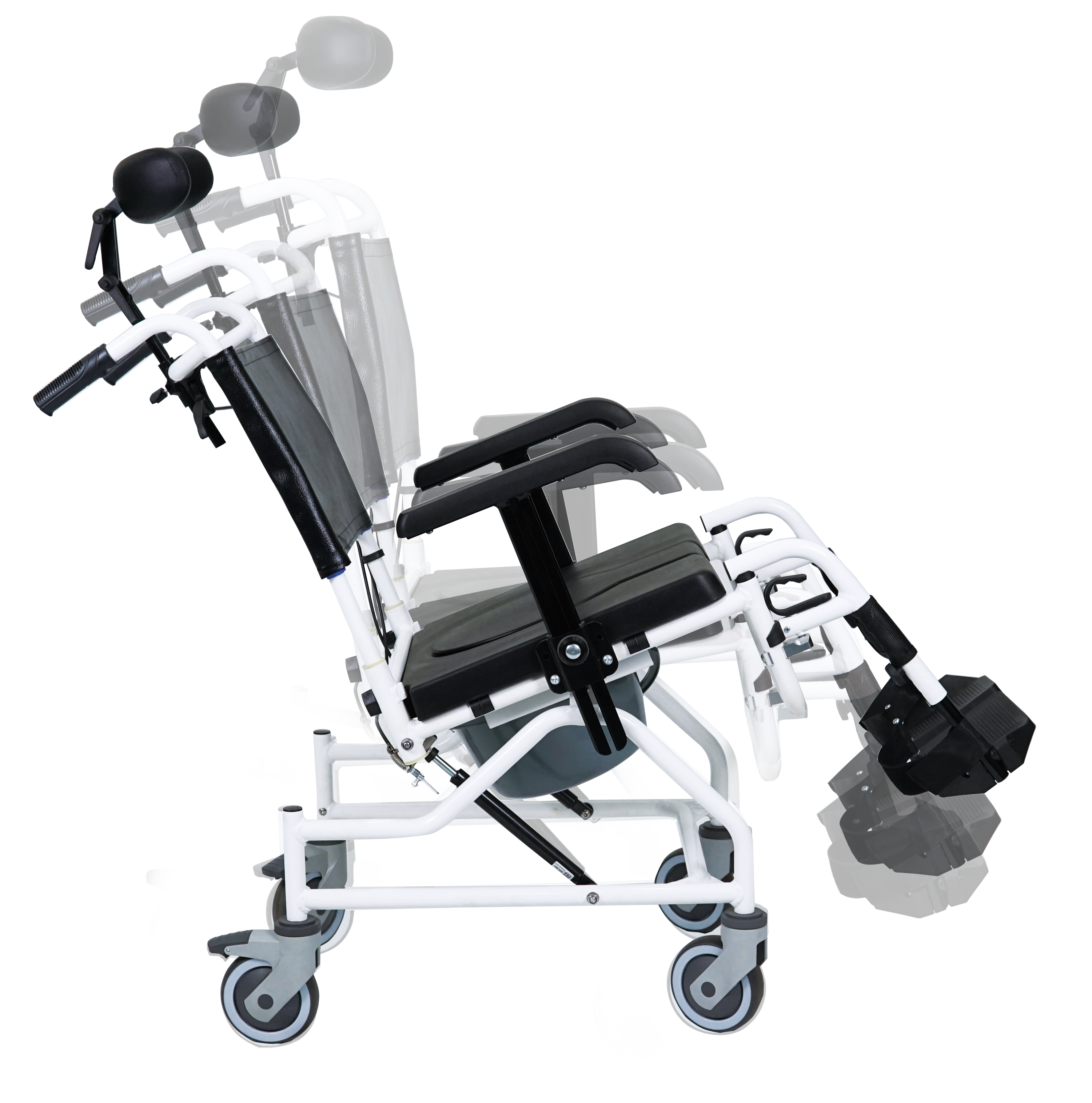 Aluminum Reclining Commode Wheelchair
