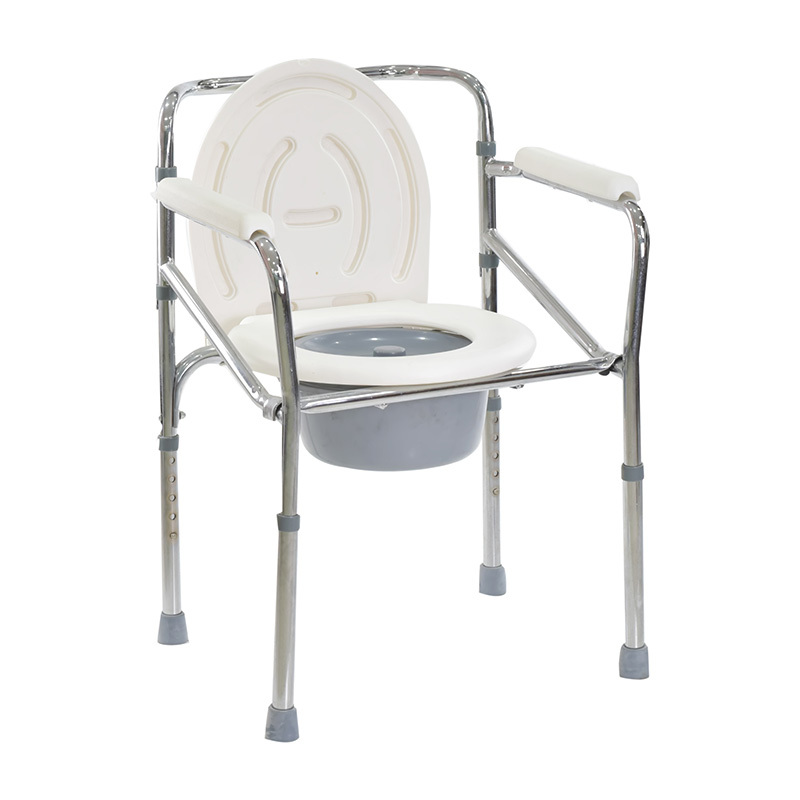 Height Adjustable Steel Commode Chair