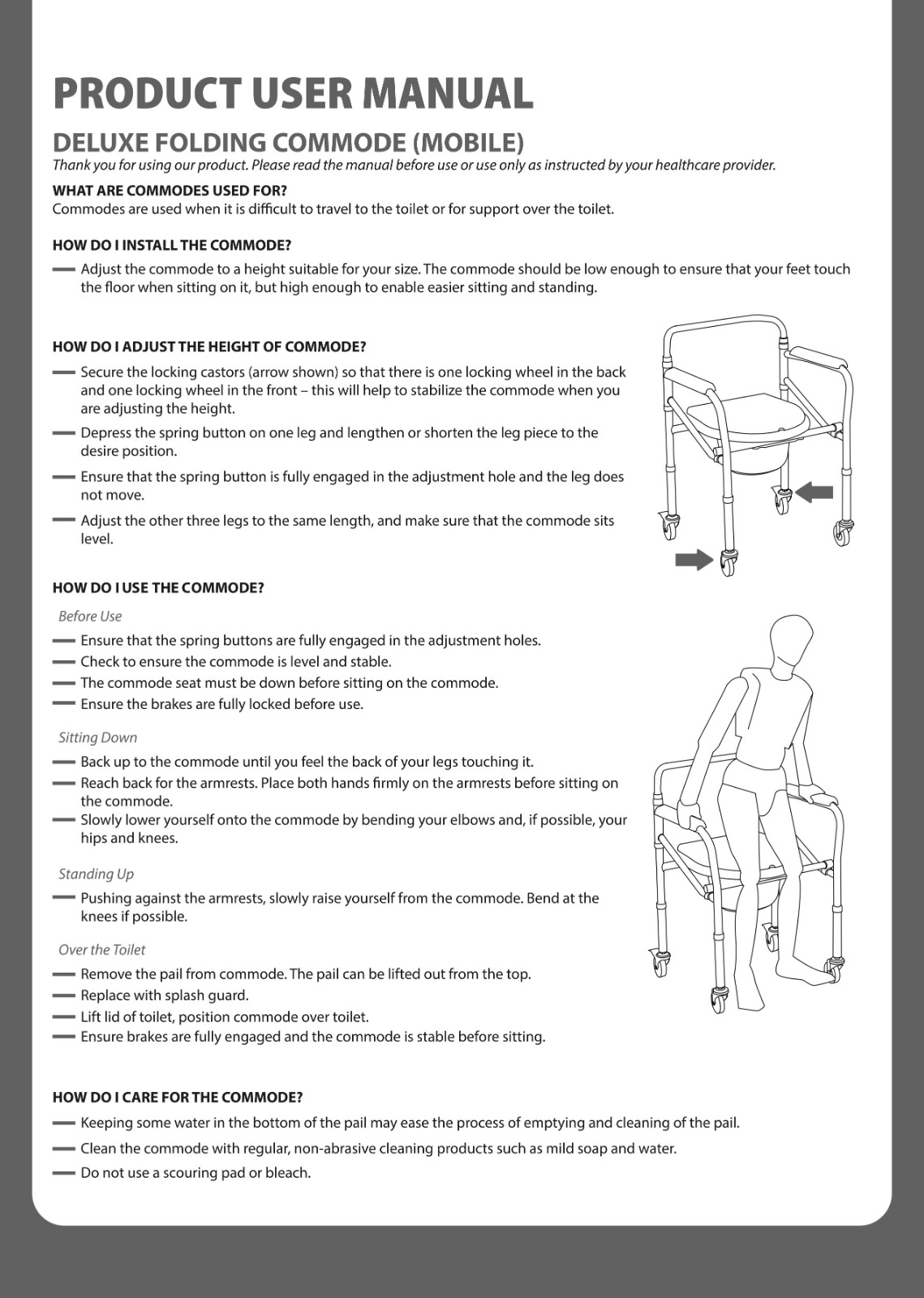 Supply 3" Wheels Height Adjustable Aluminum Commode Chair Wholesale Factory Foshan Shunkangda