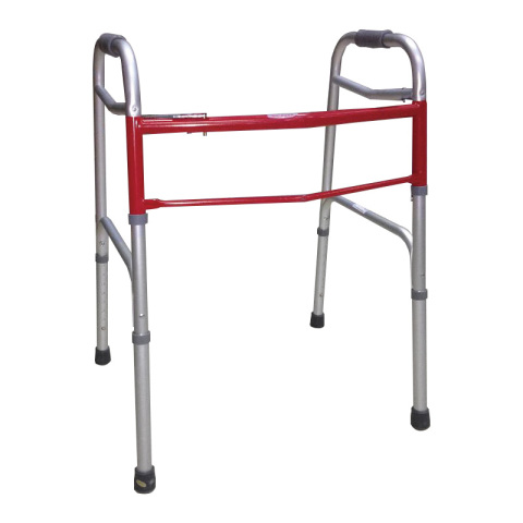Andador de aluminio plegable con marco resistente de dos botones