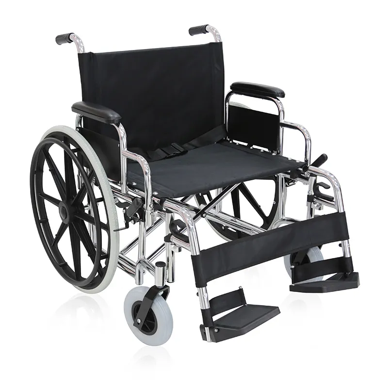 How does the brake system of a stainless steel wheelchair operate?