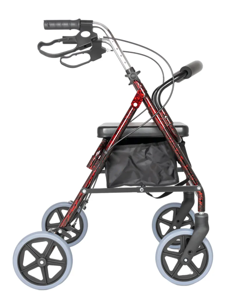 What effect does the tire material of light weight rollator have on its use?