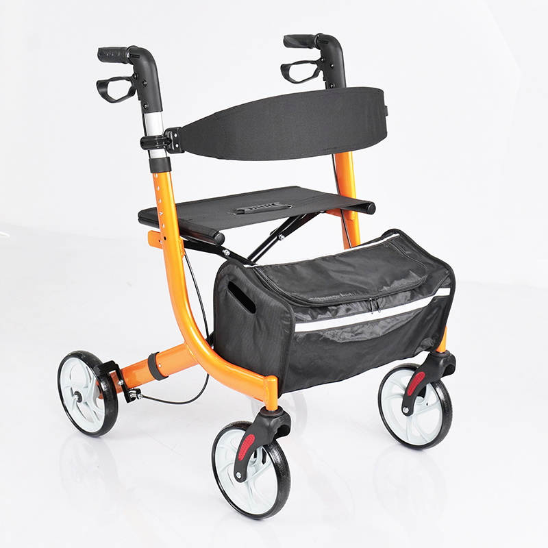 Rollator Walker with Seat and Backrest, button adjustable Handle Height