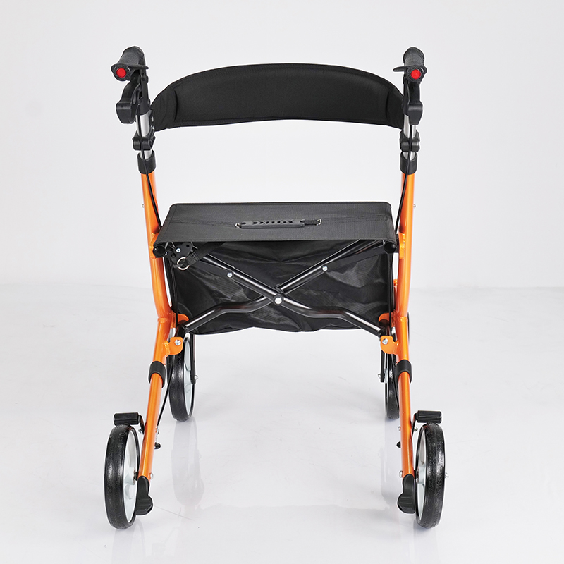 Rollator Walker with Seat and Backrest, button adjustable Handle Height