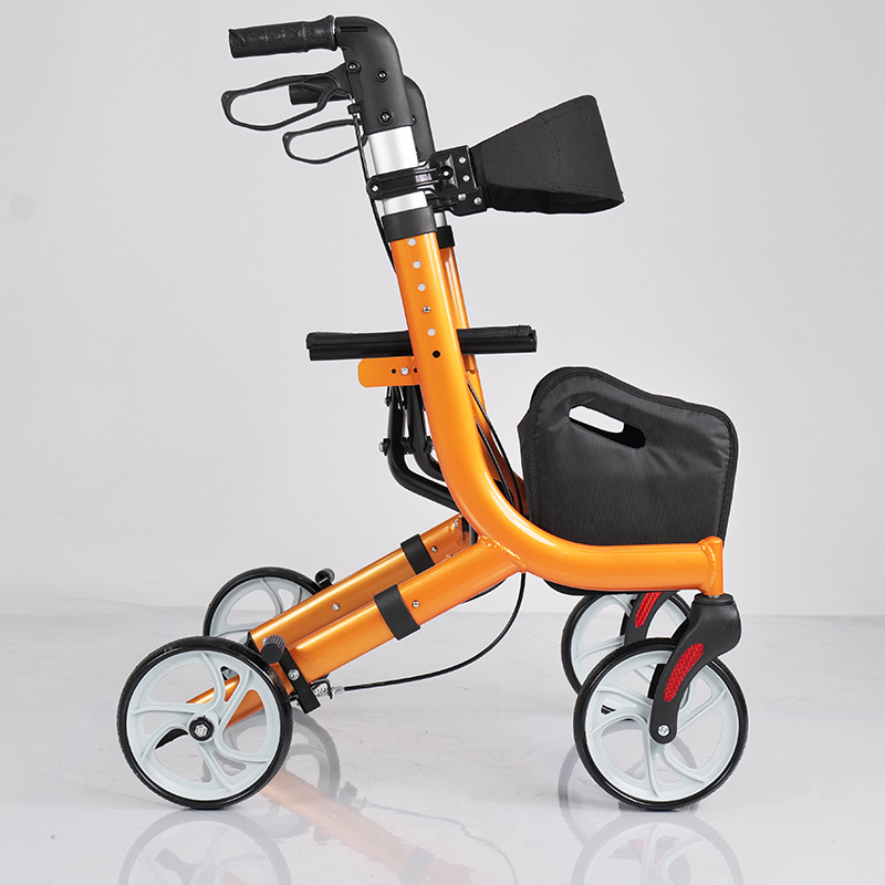 Rollator Walker with Seat and Backrest, button adjustable Handle Height