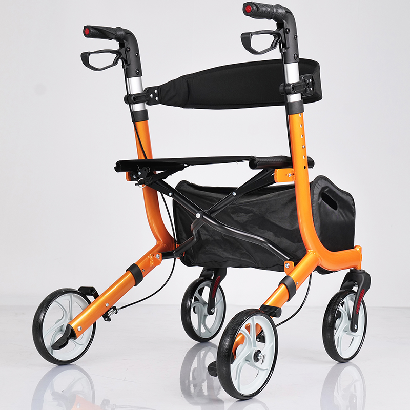 Rollator Walker with Seat and Backrest, button adjustable Handle Height