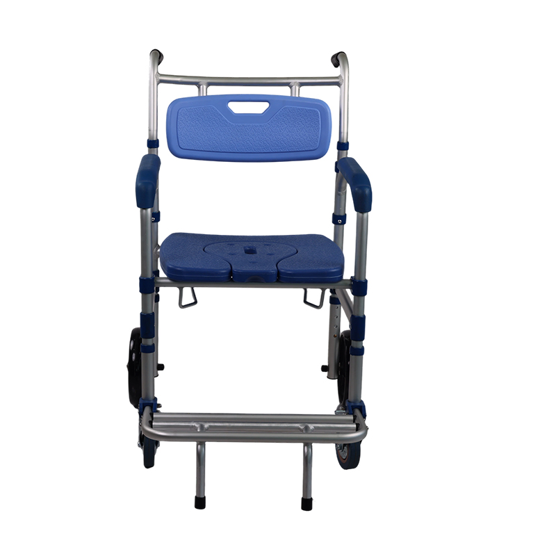 Aluminum 4-Level Height Adjustable Commode Chair With Anti-Front-Tilting Tip