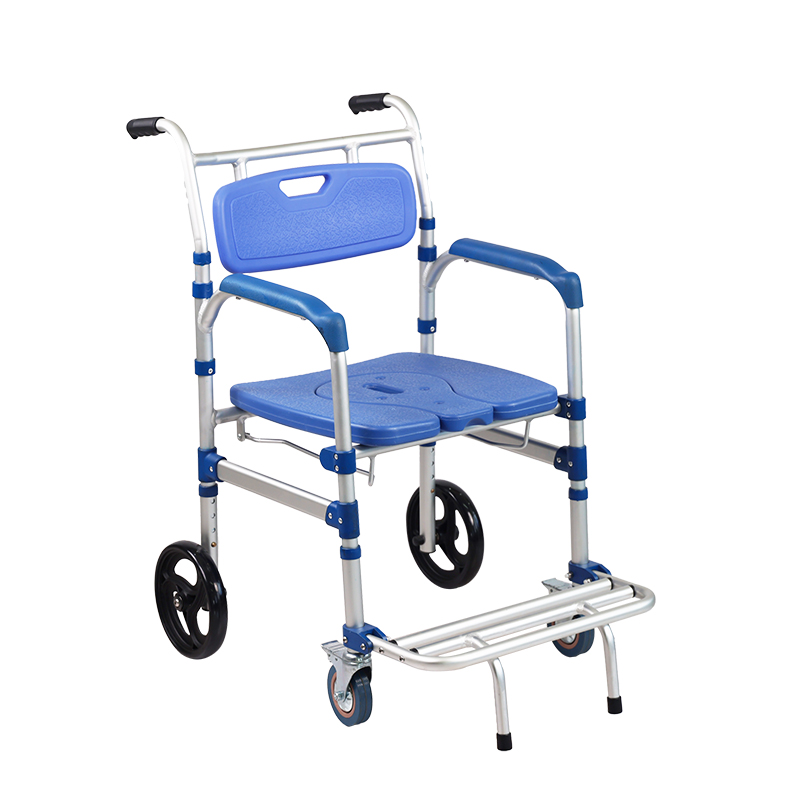 Aluminum 4-Level Height Adjustable Commode Chair With Anti-Front-Tilting Tip