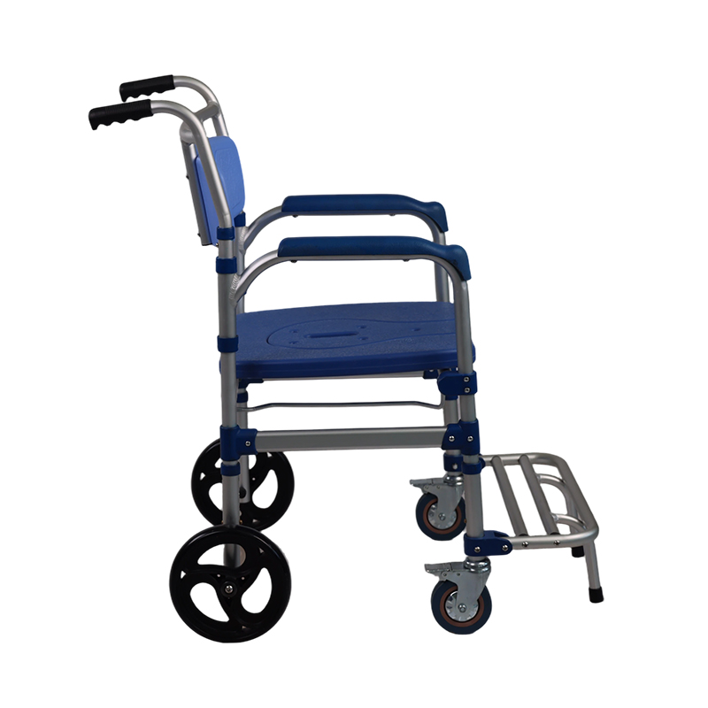 Aluminum 4-Level Height Adjustable Commode Chair With Anti-Front-Tilting Tip