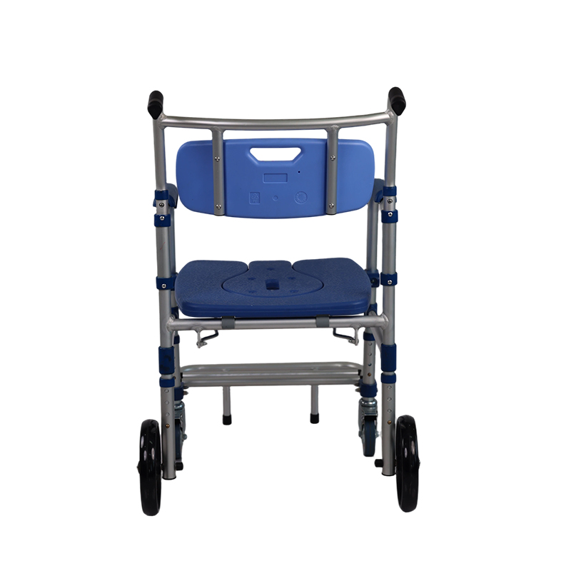 Aluminum 4-Level Height Adjustable Commode Chair With Anti-Front-Tilting Tip