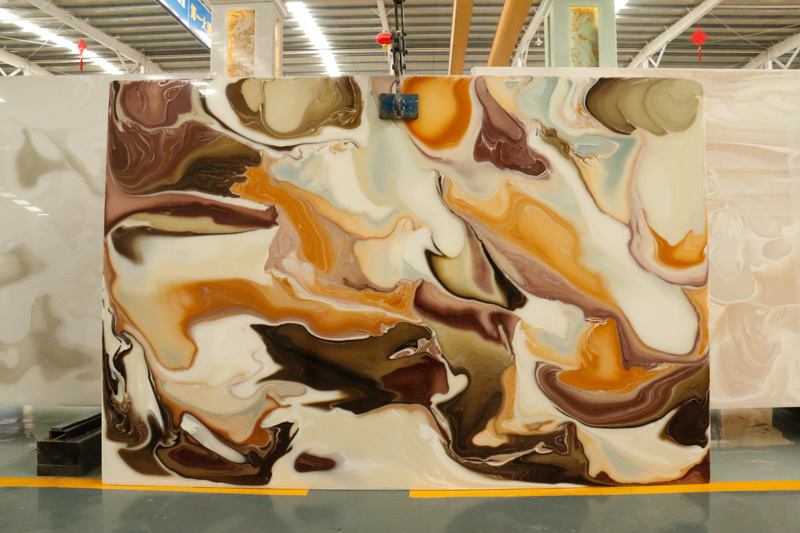 Полупрозрачная каменная полированная панель из искусственного оникса