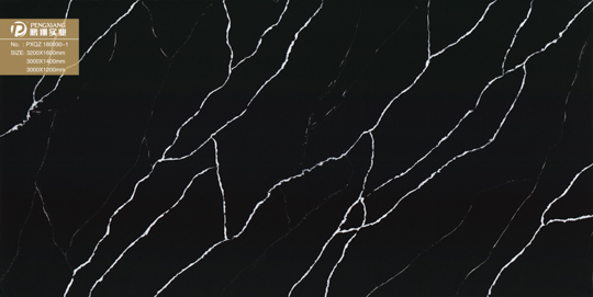 PXQZ180930-1 Black Calacatta Artificial Quartz Kitchen Wall Decoration
