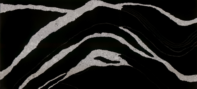 Cuarzo artificial negro con líneas grises para decoración intertor