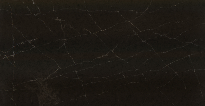 table rectangulaire en quartz artificiel marron veiné de blanc