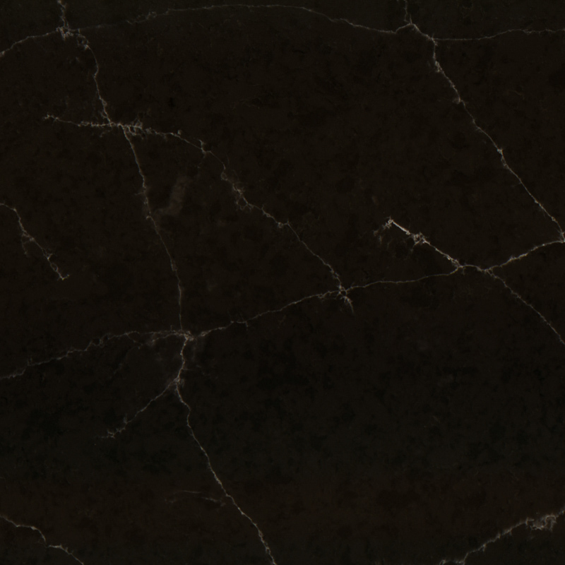 table rectangulaire en quartz artificiel marron veiné de blanc