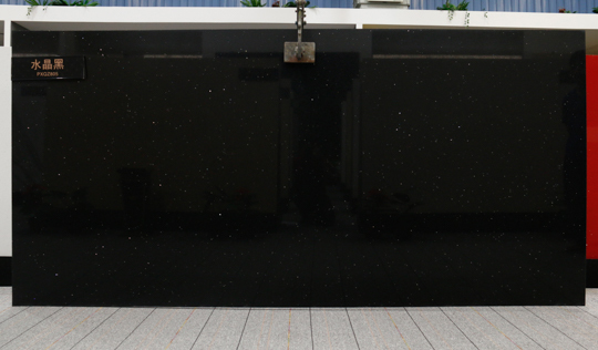 水晶艶をかけられた粒子の黒の人工的な水晶カウンタートップ