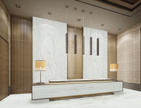 Pavimento in marmo bianco ingegnerizzato